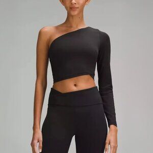 Lululemon Black Align Asymmetrical One Shoulder Long Sleeve Top Size 2